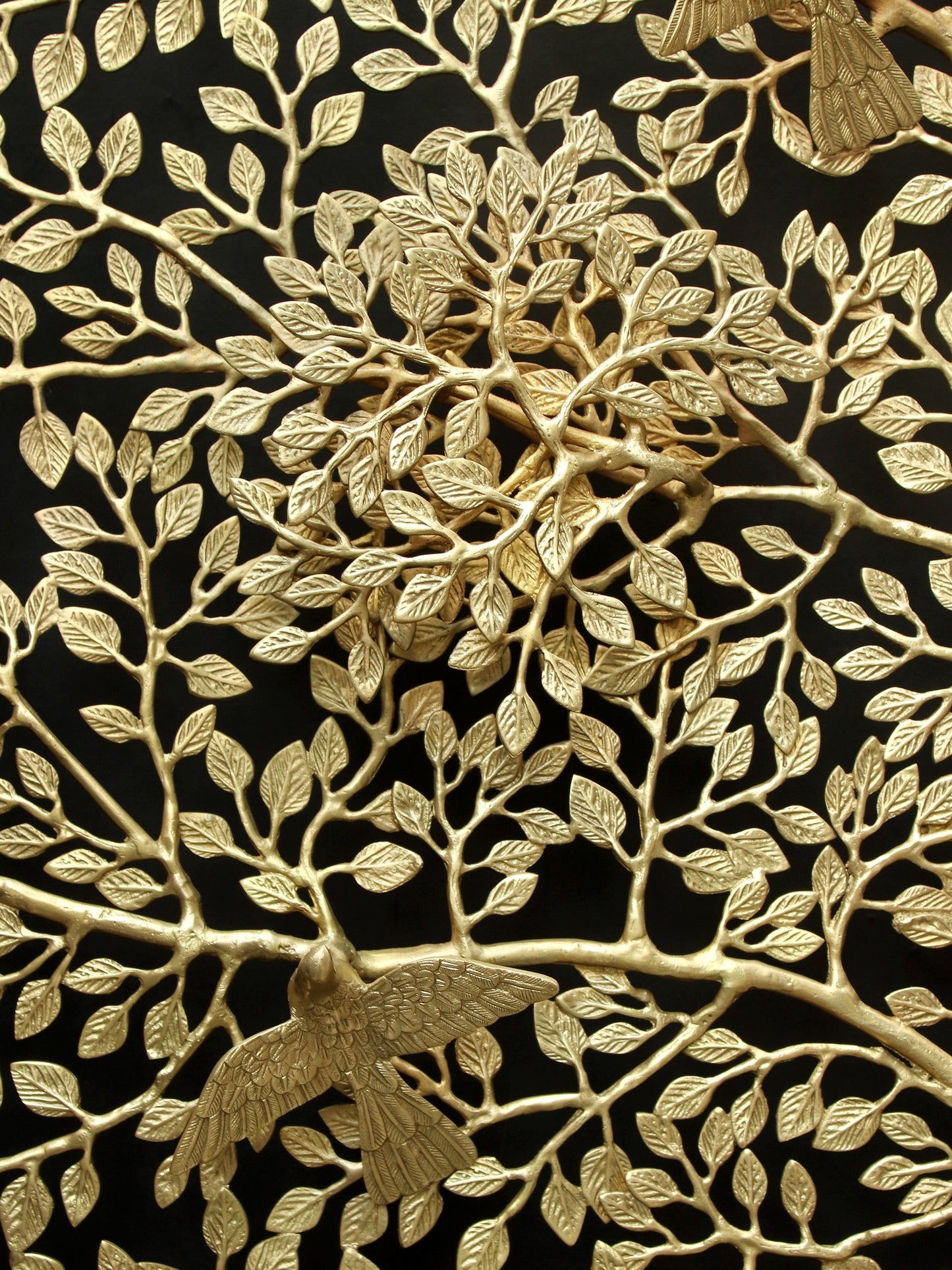 Super Large Wall Mounted Tree of Life with Perched Birds in Brass