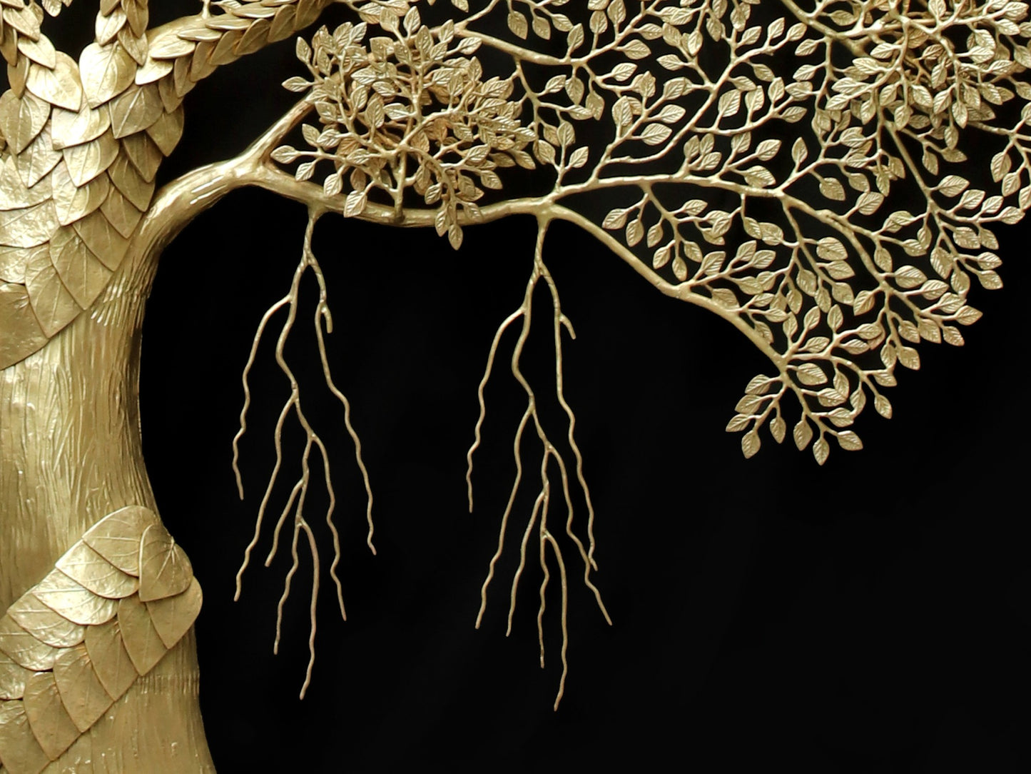 Super Large Wall Mounted Tree of Life with Perched Birds in Brass