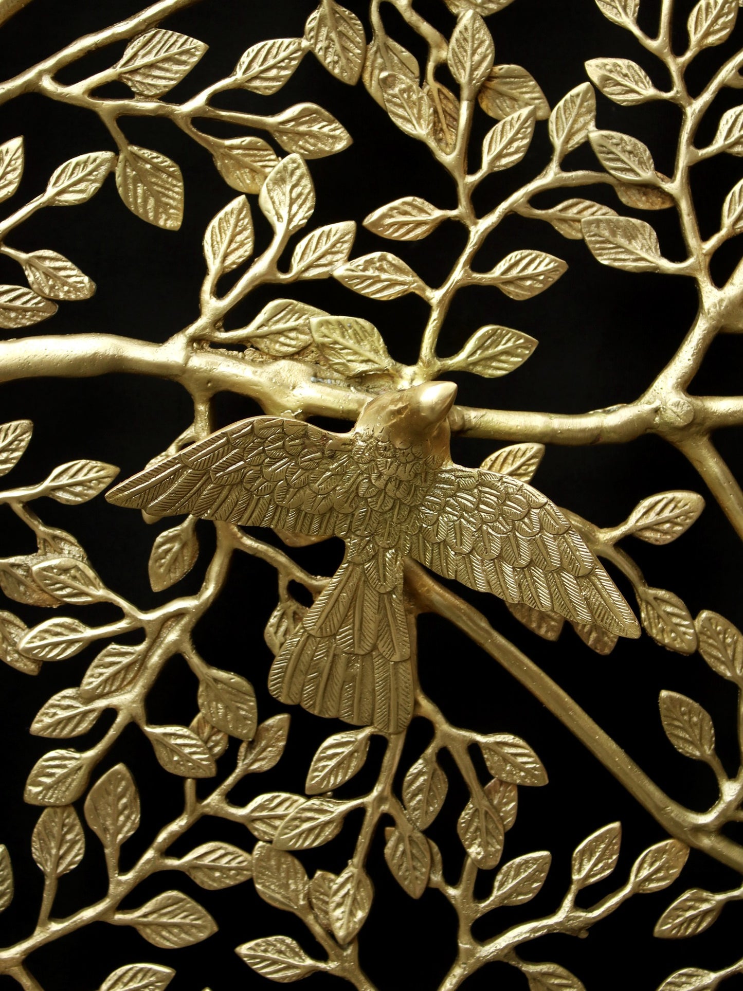 Super Large Wall Mounted Tree of Life with Perched Birds in Brass