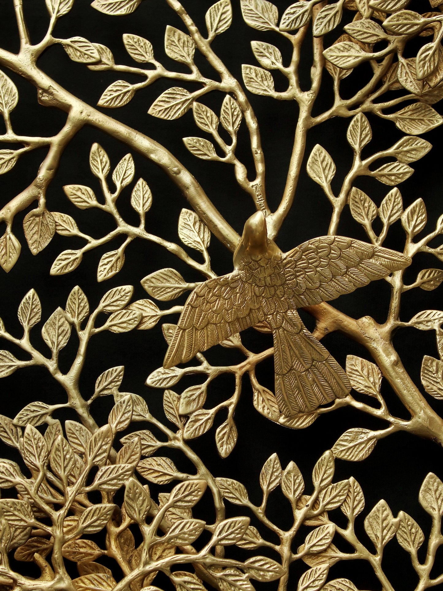 Super Large Wall Mounted Tree of Life with Perched Birds in Brass