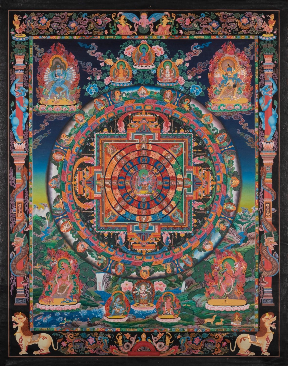 Chakra Sambhara Mandala with 24 Carat Gold Work (Brocadeless Thangka)