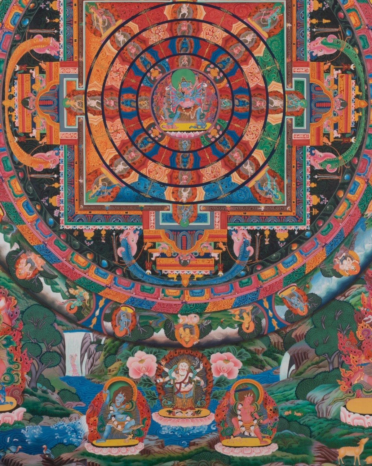 Chakra Sambhara Mandala with 24 Carat Gold Work (Brocadeless Thangka)