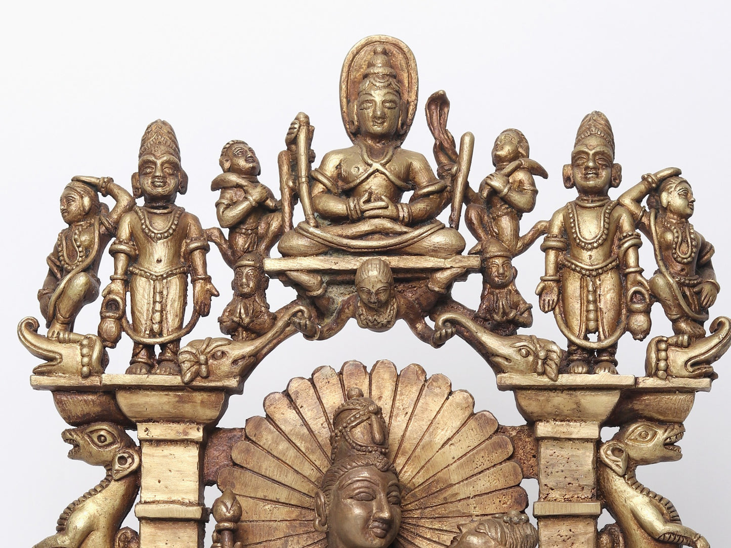 Bronze Shiva and Parvati Idol Seated On Throne In The Divine Residence of Kailasa