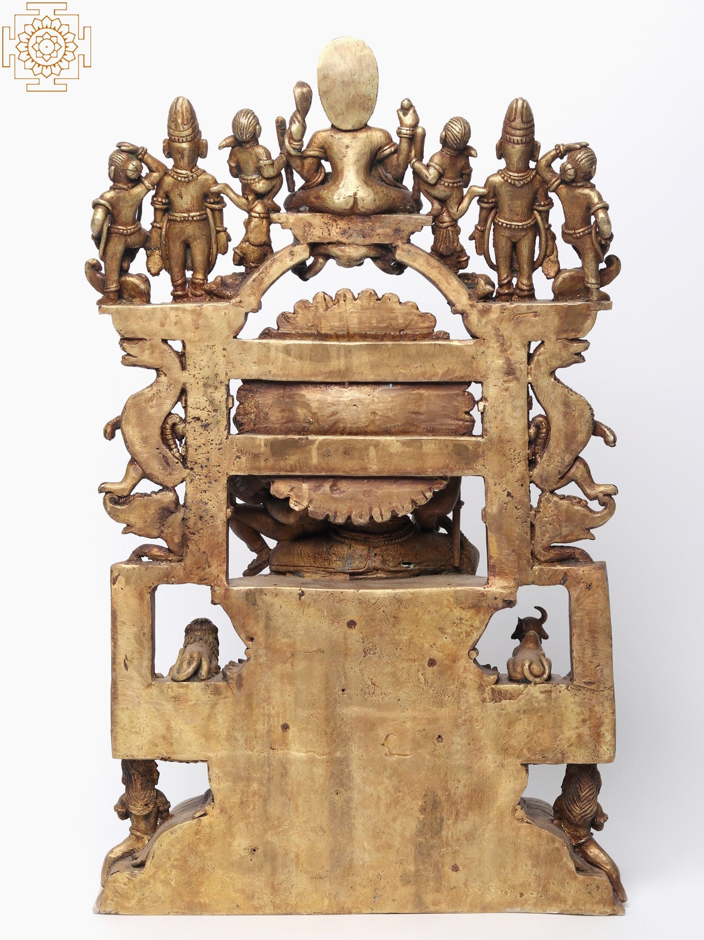 Bronze Shiva and Parvati Idol Seated On Throne In The Divine Residence of Kailasa