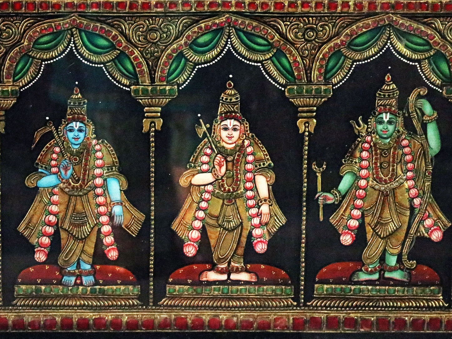 Sri Ram Pattabhishekam Tanjore Painting With Frame l Traditional Colors with 24 Karat Gold